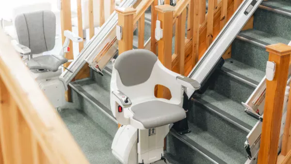 Stairlifts on display in the EMS Lifts showroom, Baldock